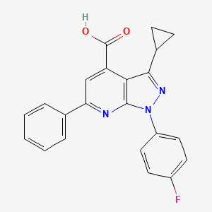 molecular formula C22H16FN3O2 B7785485 3-cyclopropyl-1-(4-fluorophenyl)-6-phenyl-1H-pyrazolo[3,4-b]pyridine-4-carboxylic acid 