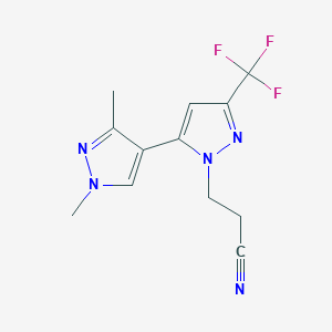 molecular formula C12H12F3N5 B7785504 3-(1',3'-Dimethyl-5-(trifluoromethyl)-1'H,2H-[3,4'-bipyrazol]-2-yl)propanenitrile CAS No. 1170836-29-9