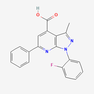 molecular formula C20H14FN3O2 B7785562 1-(2-fluorophenyl)-3-methyl-6-phenyl-1H-pyrazolo[3,4-b]pyridine-4-carboxylic acid 