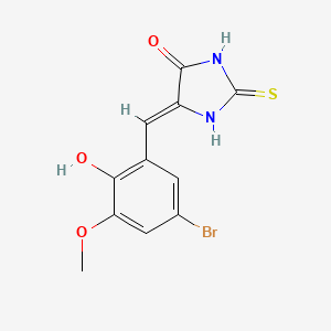 molecular formula C11H9BrN2O3S B7785727 (5Z)-5-[(5-bromo-2-hydroxy-3-methoxyphenyl)methylidene]-2-sulfanylideneimidazolidin-4-one 
