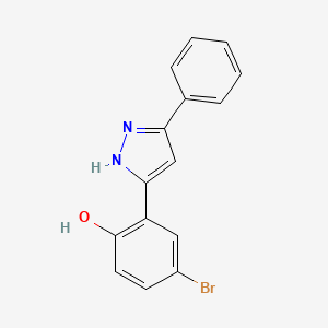 molecular formula C15H11BrN2O B7785732 4-bromo-2-(3-phenyl-1H-pyrazol-5-yl)phenol 