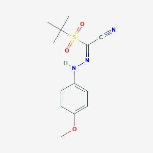 molecular formula C13H17N3O3S B7785808 (1Z)-1-tert-butylsulfonyl-N-(4-methoxyanilino)methanimidoyl cyanide 