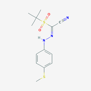 molecular formula C13H17N3O2S2 B7785898 (1Z)-1-tert-butylsulfonyl-N-(4-methylsulfanylanilino)methanimidoyl cyanide 