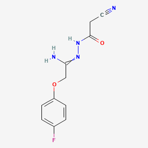 molecular formula C11H11FN4O2 B7785990 N-[[1-amino-2-(4-fluorophenoxy)ethylidene]amino]-2-cyanoacetamide 