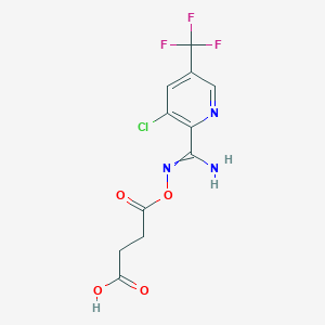 molecular formula C11H9ClF3N3O4 B7786225 4-[[Amino-[3-chloro-5-(trifluoromethyl)pyridin-2-yl]methylidene]amino]oxy-4-oxobutanoic acid 
