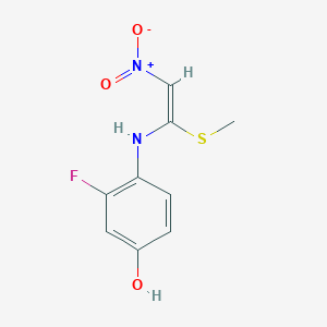 molecular formula C9H9FN2O3S B7786560 3-fluoro-4-[[(E)-1-methylsulfanyl-2-nitroethenyl]amino]phenol 