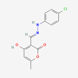 molecular formula C13H11ClN2O3 B7786753 4-hydroxy-6-methyl-2-oxo-2H-pyran-3-carbaldehyde N-(4-chlorophenyl)hydrazone 