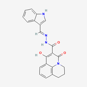 4-hydroxy-N'-[(1E)-(1H-indol-3-yl)methylidene]-2-oxo-1-azatricyclo[7.3.1.0^{5,13}]trideca-3,5(13),6,8-tetraene-3-carbohydrazide