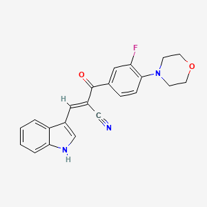 (2E)-2-[(E)-3-fluoro-4-(morpholin-4-yl)benzoyl]-3-(1H-indol-3-yl)prop-2-enenitrile