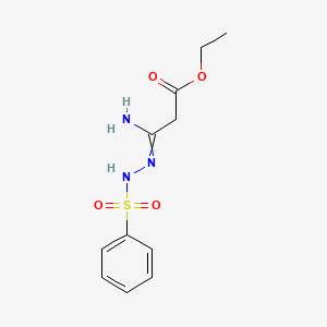 molecular formula C11H15N3O4S B7786922 Ethyl 3-amino-3-(benzenesulfonamidoimino)propanoate 