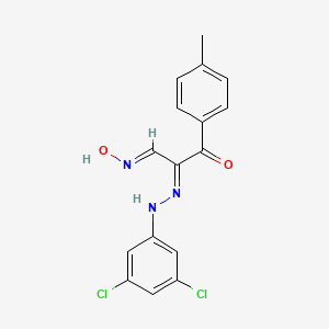 molecular formula C16H13Cl2N3O2 B7786961 (2E,3E)-2-[2-(3,5-dichlorophenyl)hydrazin-1-ylidene]-3-(N-hydroxyimino)-1-(4-methylphenyl)propan-1-one 