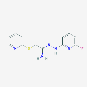 molecular formula C12H12FN5S B7787008 N'-[(6-fluoropyridin-2-yl)amino]-2-(pyridin-2-ylsulfanyl)ethanimidamide 