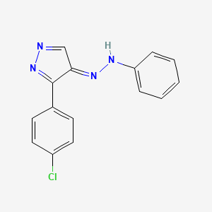 molecular formula C15H11ClN4 B7787028 N-[(E)-[3-(4-chlorophenyl)pyrazol-4-ylidene]amino]aniline 