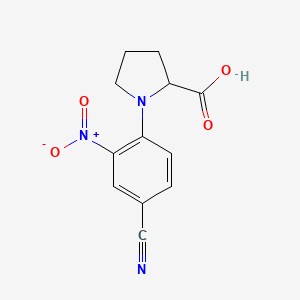 molecular formula C12H11N3O4 B7787034 1-(4-Cyano-2-nitrophenyl)pyrrolidine-2-carboxylic acid 