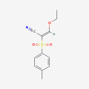 molecular formula C12H13NO3S B7787106 (2E)-3-ethoxy-2-[(4-methylphenyl)sulfonyl]prop-2-enenitrile 