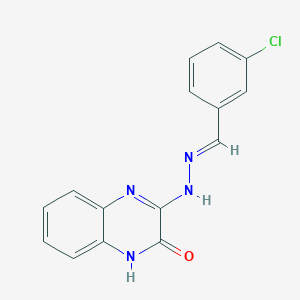 molecular formula C15H11ClN4O B7787110 3-[(E)-2-[(3-chlorophenyl)methylidene]hydrazin-1-yl]-1,2-dihydroquinoxalin-2-one 