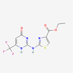 molecular formula C11H9F3N4O3S B7787183 ethyl 2-[[4-oxo-6-(trifluoromethyl)-1H-pyrimidin-2-yl]amino]-1,3-thiazole-4-carboxylate 