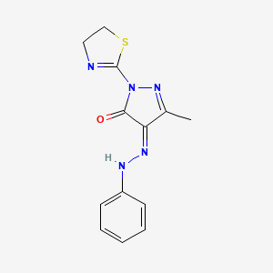 molecular formula C13H13N5OS B7787188 (4Z)-2-(4,5-dihydro-1,3-thiazol-2-yl)-5-methyl-4-(phenylhydrazinylidene)pyrazol-3-one 