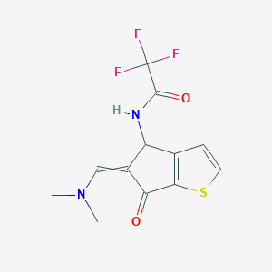 molecular formula C12H11F3N2O2S B7787251 N-[5-(dimethylaminomethylidene)-6-oxo-4H-cyclopenta[b]thiophen-4-yl]-2,2,2-trifluoroacetamide 