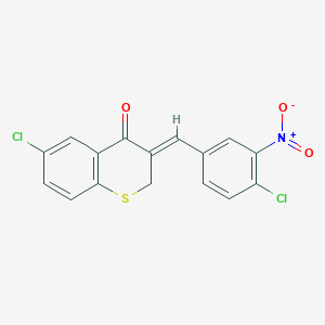 molecular formula C16H9Cl2NO3S B7787305 (3Z)-6-chloro-3-[(4-chloro-3-nitrophenyl)methylidene]-3,4-dihydro-2H-1-benzothiopyran-4-one 