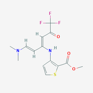 molecular formula C14H15F3N2O3S B7787430 methyl 3-{[(1E,3Z)-1-(dimethylamino)-6,6,6-trifluoro-5-oxohexa-1,3-dien-3-yl]amino}thiophene-2-carboxylate 