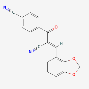 molecular formula C18H10N2O3 B7787471 4-[(2E)-2-[(2H-1,3-benzodioxol-4-yl)methylidene]-2-cyanoacetyl]benzonitrile 