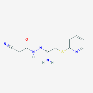 molecular formula C10H11N5OS B7787498 N-[(1-amino-2-pyridin-2-ylsulfanylethylidene)amino]-2-cyanoacetamide 