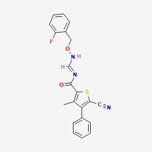 5-cyano-N-[[(2-fluorophenyl)methoxyamino]methylidene]-3-methyl-4-phenylthiophene-2-carboxamide