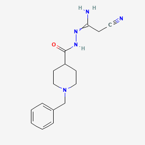 molecular formula C16H21N5O B7787620 N'-(1-amino-2-cyanoethylidene)-1-benzylpiperidine-4-carbohydrazide 