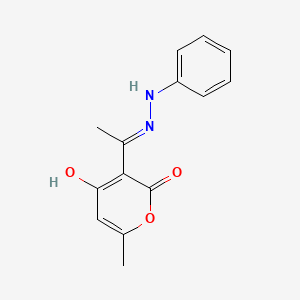 4-hydroxy-6-methyl-3-[(1E)-1-(2-phenylhydrazin-1-ylidene)ethyl]-2H-pyran-2-one