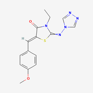 (5Z)-3-ethyl-5-[(4-methoxyphenyl)methylidene]-2-(1,2,4-triazol-4-ylimino)-1,3-thiazolidin-4-one