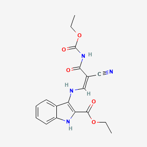 molecular formula C18H18N4O5 B7787867 ethyl 3-[[(Z)-2-cyano-3-(ethoxycarbonylamino)-3-oxoprop-1-enyl]amino]-1H-indole-2-carboxylate 