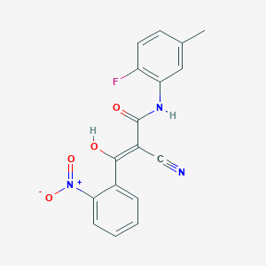 molecular formula C17H12FN3O4 B7788103 (2Z)-2-cyano-N-(2-fluoro-5-methylphenyl)-3-hydroxy-3-(2-nitrophenyl)prop-2-enamide 
