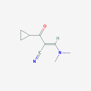 molecular formula C9H12N2O B7788534 (E)-2-(cyclopropanecarbonyl)-3-(dimethylamino)prop-2-enenitrile 
