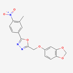 molecular formula C17H13N3O6 B7788623 2-(1,3-Benzodioxol-5-yloxymethyl)-5-(3-methyl-4-nitrophenyl)-1,3,4-oxadiazole 