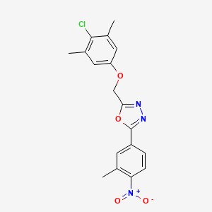 molecular formula C18H16ClN3O4 B7788635 2-[(4-Chloro-3,5-dimethylphenoxy)methyl]-5-(3-methyl-4-nitrophenyl)-1,3,4-oxadiazole 