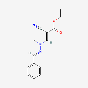 molecular formula C14H15N3O2 B7788647 Ethyl 3-(2-(benzylidene)-1-methylhydrazinyl)-2-cyanoacrylate 
