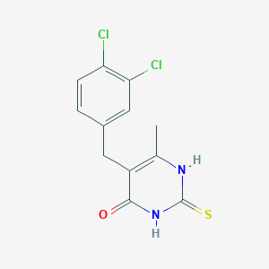 molecular formula C12H10Cl2N2OS B7788686 5-[(3,4-dichlorophenyl)methyl]-6-methyl-2-sulfanylidene-1H-pyrimidin-4-one 