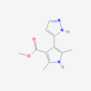 molecular formula C11H13N3O2 B7788759 methyl 2,5-dimethyl-4-(1H-pyrazol-3-yl)-1H-pyrrole-3-carboxylate 
