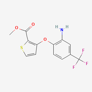 molecular formula C13H10F3NO3S B7788910 Methyl 3-[2-amino-4-(trifluoromethyl)phenoxy]thiophene-2-carboxylate 
