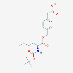 molecular formula C19H27NO6S B7788948 (S)-2-(4-(((2-((tert-Butoxycarbonyl)amino)-4-(methylthio)butanoyl)oxy)methyl)phenyl)acetic acid 