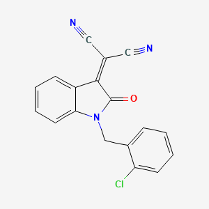 molecular formula C18H10ClN3O B7789048 [1-(2-chlorobenzyl)-2-oxo-1,2-dihydro-3H-indol-3-ylidene]propanedinitrile 