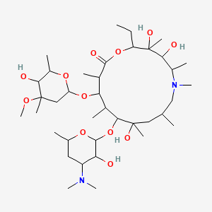 molecular formula C38H72N2O12 B7789115 2-乙基-3,4,10-三羟基-3,5,6,8,10,12,14-七甲基-15-氧代-11-{[3,4,6-三脱氧-3-(二甲氨基)己吡喃糖基]氧基}-1-氧杂-6-氮杂环戊十五烷-13-基 2,6-二脱氧-3-C-甲基-3-O-甲基己吡喃糖苷 