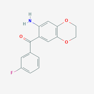 molecular formula C15H12FNO3 B7789149 (7-Amino-2,3-dihydro-1,4-benzodioxin-6-yl)(3-fluorophenyl)methanone 