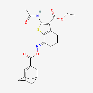 ethyl (7E)-2-(acetylamino)-7-{[(tricyclo[3.3.1.1~3,7~]dec-1-ylcarbonyl)oxy]imino}-4,5,6,7-tetrahydro-1-benzothiophene-3-carboxylate