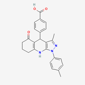4-[3-methyl-1-(4-methylphenyl)-5-oxo-4,5,6,7,8,9-hexahydro-1H-pyrazolo[3,4-b]quinolin-4-yl]benzoic acid