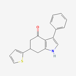 molecular formula C18H15NOS B7789242 3-phenyl-6-(thiophen-2-yl)-1,5,6,7-tetrahydro-4H-indol-4-one 