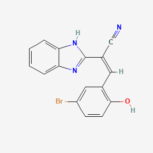 molecular formula C16H10BrN3O B7789308 (Z)-2-(1H-benzo[d]imidazol-2-yl)-3-(5-bromo-2-hydroxyphenyl)acrylonitrile 