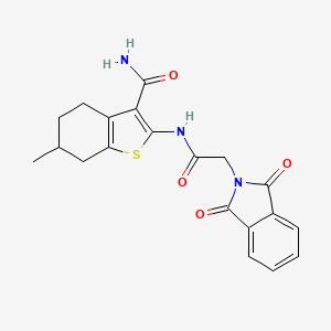 molecular formula C20H19N3O4S B7789317 2-[[2-(1,3-Dioxoisoindol-2-yl)acetyl]amino]-6-methyl-4,5,6,7-tetrahydro-1-benzothiophene-3-carboxamide 