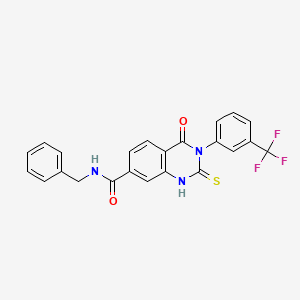 molecular formula C23H16F3N3O2S B7789326 N-benzyl-4-oxo-2-sulfanylidene-3-[3-(trifluoromethyl)phenyl]-1H-quinazoline-7-carboxamide 